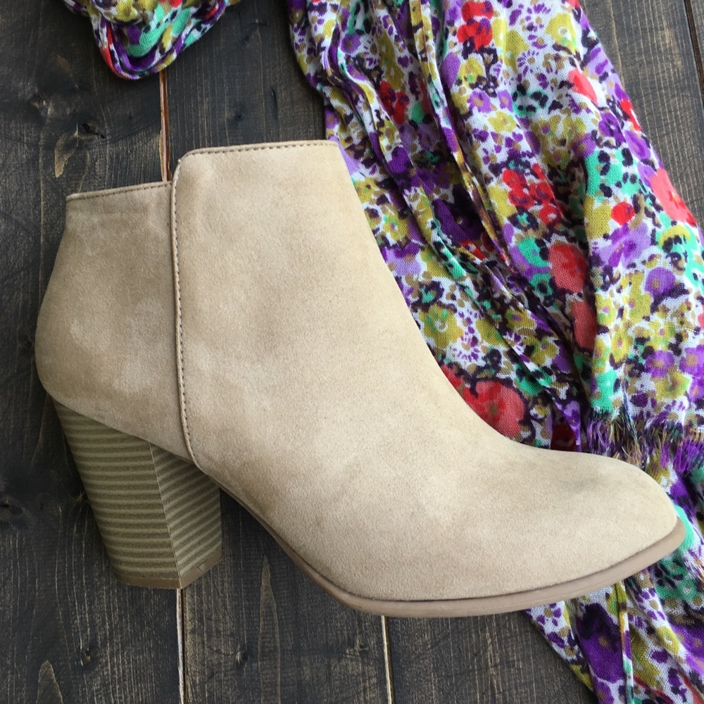 Faux suede ankle boots with heel